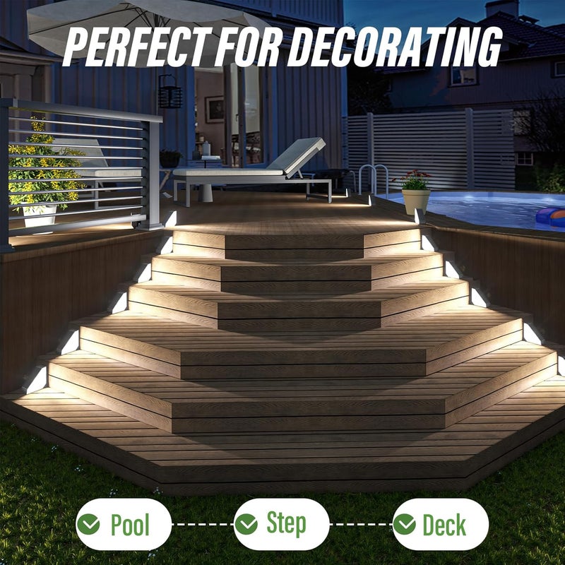 JSOT Solar Lights for Step 10 Pack, Stair Lights Outdoor Yard Decor, IP65 Waterproof Deck Lighting for Outside, Solar Powered Garden Light for Fence, Backyard, Front Porch Step, Balcony, Wall, Patio - Image 2